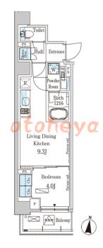 楽器ピアノ可相談 の 賃貸物件 1LDK 14.2万円の図面１