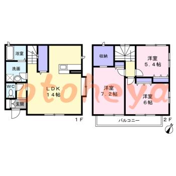 楽器ピアノ可相談 の 賃貸物件 3LDK 14.6万円の図面１