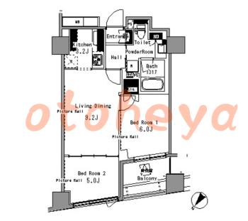 楽器ピアノ可相談 の 賃貸物件 2LDK 24.5万円の図面１