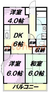 楽器ピアノ可相談 の 賃貸物件 3DK 8万円の図面１