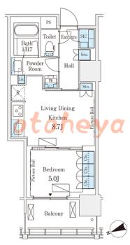 楽器ピアノ可相談 の 賃貸物件 1LDK 23.8万円の図面1