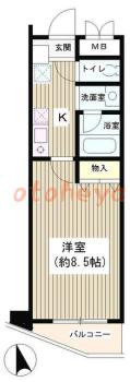 楽器ピアノ可相談 の 賃貸物件 1K 8.1万円の図面１