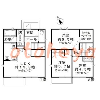 楽器ピアノ可相談 の 賃貸物件 3LDK 16万円の図面１