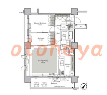 楽器ピアノ可相談 の 賃貸物件 2LDK 27万円の図面１