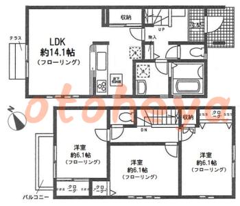 楽器ピアノ可相談 の 賃貸物件 3LDK 17万円の図面１