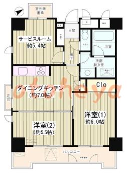 楽器ピアノ可相談 の 賃貸物件 2SDK 13.5万円の図面１