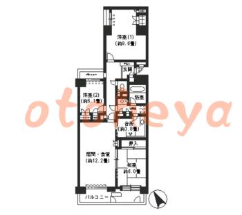 楽器ピアノ可相談 の 賃貸物件 3LDK 14.1万円の図面１