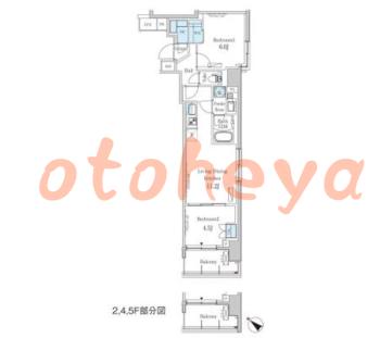楽器ピアノ可相談 の 賃貸物件 2LDK 20.4万円の図面１