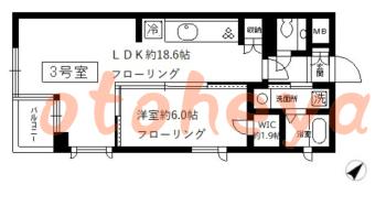 楽器ピアノ可相談 の 賃貸物件 1LDK 18.1万円の図面１