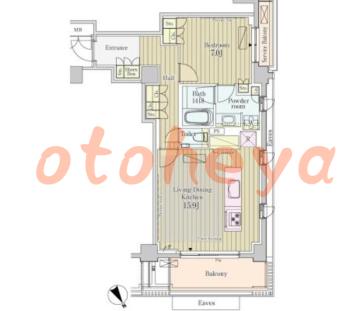 楽器ピアノ可相談 の 賃貸物件 1LDK 43.9万円の図面１