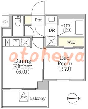 楽器ピアノ可相談 の 賃貸物件 1DK 16.1万円の図面1