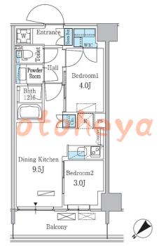 楽器ピアノ可相談 の 賃貸物件 2DK 18.6万円の図面１