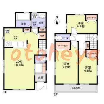 楽器ピアノ可相談 の 賃貸物件 3LDK 28万円の図面１