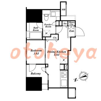 楽器ピアノ可相談 の 賃貸物件 1DK 14万円の図面１