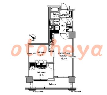 楽器ピアノ可相談 の 賃貸物件 2LDK 25万円の図面１