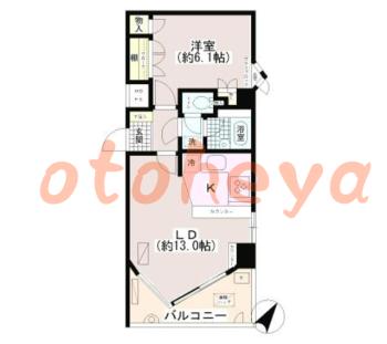 楽器ピアノ可相談 の 賃貸物件 1LDK 13万円の図面１