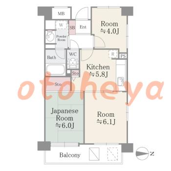 楽器ピアノ可相談 の 賃貸物件 3K 16.4万円の図面１