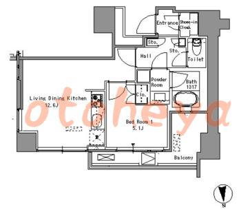 楽器ピアノ可相談 の 賃貸物件 1LDK 24.8万円の図面１