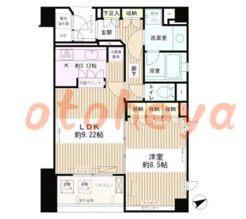 楽器ピアノ可相談 の 賃貸物件 1LDK 16.5万円の図面１