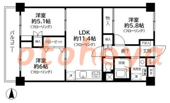 楽器ピアノ可相談 の 賃貸物件 3LDK 19万円の図面１