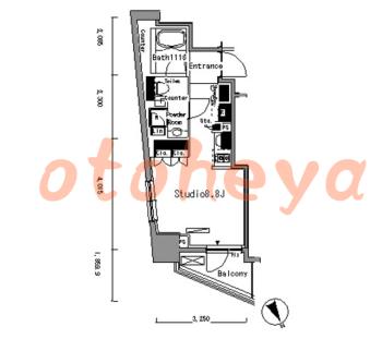 楽器ピアノ可相談 の 賃貸物件 1R 9.8万円の図面１