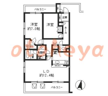 楽器ピアノ可相談 の 賃貸物件 2LDK 14.4万円の図面１