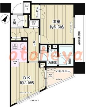 楽器ピアノ可相談 の 賃貸物件 1DK 8.2万円の図面１