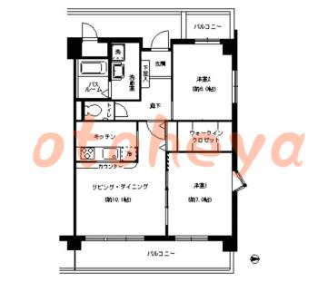 楽器ピアノ可相談 の 賃貸物件 2LDK 20.4万円の図面１