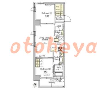楽器ピアノ可相談 の 賃貸物件 2LDK 20万円の図面１