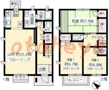 楽器ピアノ可相談 の 賃貸物件 3LDK 13.8万円の図面１