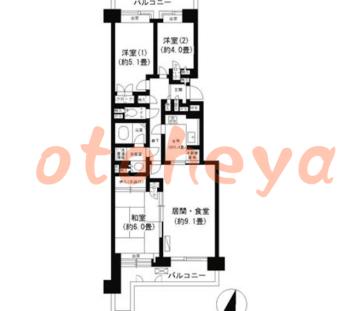 楽器ピアノ可相談 の 賃貸物件 3LDK 12.8万円の図面１
