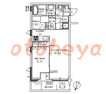 楽器ピアノ可相談 の 賃貸物件 1LDK 16.7万円の図面１