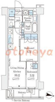 楽器ピアノ可相談 の 賃貸物件 2LDK 19.1万円の図面１