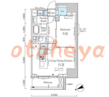 楽器ピアノ可相談 の 賃貸物件 1LDK 17.4万円の図面１