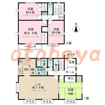楽器ピアノ可相談 の 賃貸物件 4LDK 17.2万円の図面１