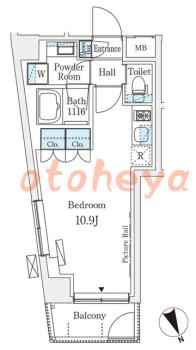 楽器ピアノ可相談 の 賃貸物件 1R 13.5万円の図面１