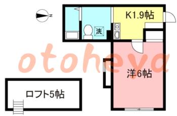 楽器ピアノ可相談 の 賃貸物件 1K 5.65万円の図面１