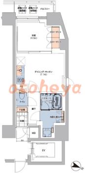 楽器ピアノ可相談 の 賃貸物件 1DK 15.5万円の図面１