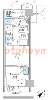 楽器ピアノ可相談 の 賃貸物件 1DK 15.1万円の図面１