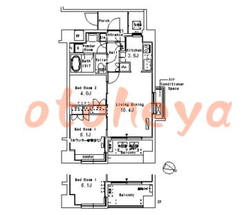 楽器ピアノ可相談 の 賃貸物件 2LDK 29万円の図面１