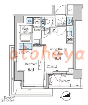 楽器ピアノ可相談 の 賃貸物件 1LDK 16.7万円の図面１