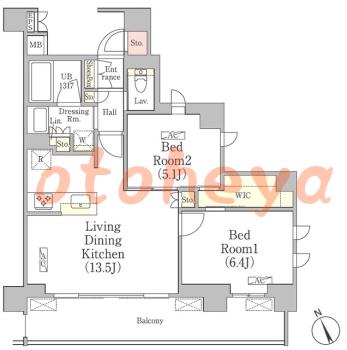 楽器ピアノ可相談 の 賃貸物件 2LDK 19万円の図面１