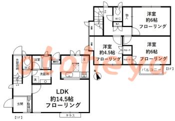 楽器ピアノ可相談 の 賃貸物件 3LDK 27.5万円の図面１