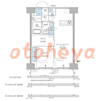 楽器ピアノ可相談 の 賃貸物件 2LDK 28.6万円の図面１