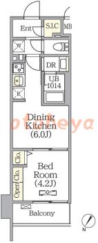 楽器ピアノ可相談 の 賃貸物件 1DK 11万円の図面１