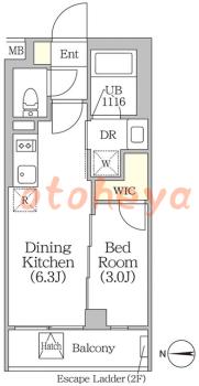 楽器ピアノ可相談 の 賃貸物件 1DK 15.1万円の図面１
