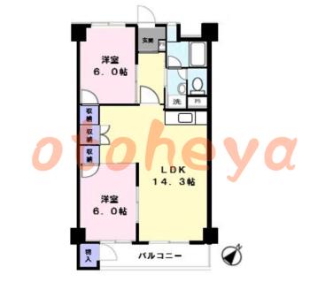 楽器ピアノ可相談 の 賃貸物件 2LDK 10万円の図面１