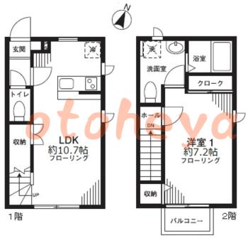 楽器ピアノ可相談 の 賃貸物件 1LDK 9万円の図面１