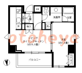 楽器ピアノ可相談 の 賃貸物件 1LDK 22万円の図面１