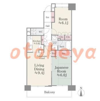 楽器ピアノ可相談 の 賃貸物件 2LDK 15.1万円の図面１